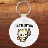 Porte-clés Drôle Kitty Chat Jouer Badminton Lover (Recto)