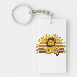 Porte-clés Drôle lion mignon faisant du yoga. drôles de yoga
