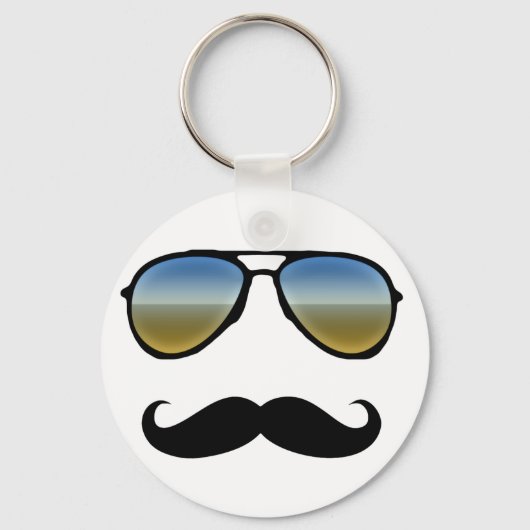 Porte-clés Drôle Lunettes de soleil Retro avec Moustache (Recto)