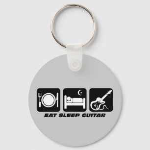 Porte-clés Drôle mangez la guitare de sommeil