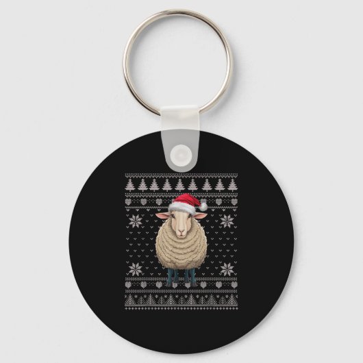 Porte-clés Drôle Mouton Vilain Sweat de Noël Père Noël Xmas P (Recto)
