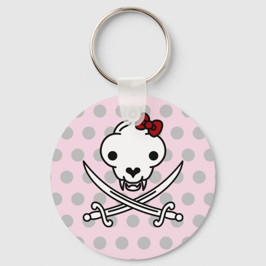 Porte-clés Drôle Noir Blanc Jolly Kitty Pirate Os crâne (Recto)