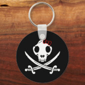 Porte-clés Drôle Noir Blanc Jolly Kitty Pirate Skull Sabres (Recto)