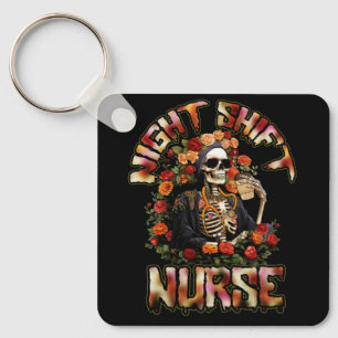 Porte-clés Drôle Nuit Shift Nurse Skeleton Halloween RN Nurs