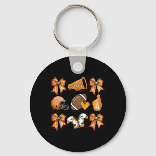 Porte-clés Drôle Orange Cheer Coquette Football Maman Femmes