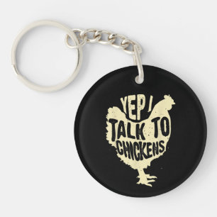 Porte-clés Drôle Ouais Je Parle Aux Poulets Cadeau Cool Anima