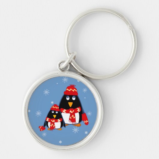 Porte-clés Drôle Petit pingouins cadeau de Noël (Devant)