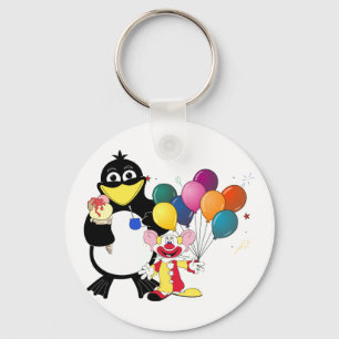 Porte-clés Drôle pingouin et dessin animé clown