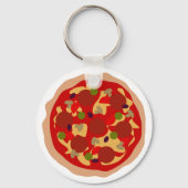Porte-clés Drôle pizza pepperoni personnalisée ronde bouton p (Recto)