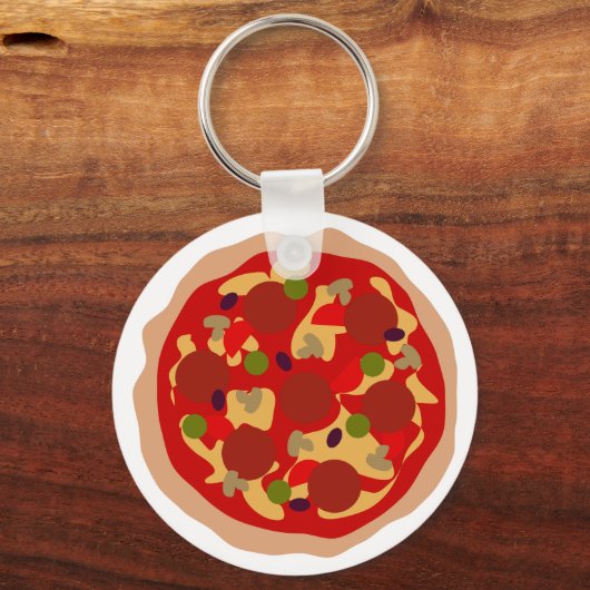 Porte-clés Drôle pizza pepperoni personnalisée ronde bouton p (Recto)