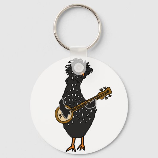 Porte-clés Drôle Polonais Poulet Jouant Banjo Art (Recto)