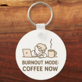 Porte-clés Drôle Porte - clé de bureau - "Mode Burnout : Café (Recto)