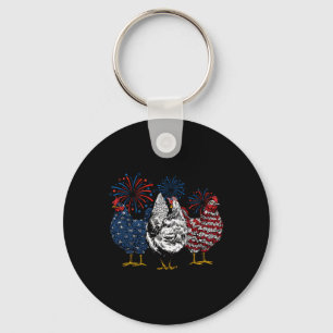 Porte-clés Drôle poulet 4 juillet poussin américain patriotiq