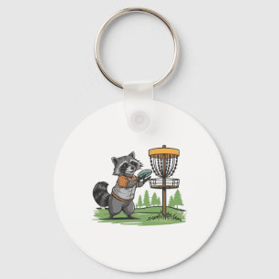 Porte-clés Drôle Raccoon Jouer Disc Golf Art Pour Hommes Femm