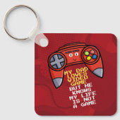 Porte-clés Drôle Rouge Joystick Fête des pères Salutation (Recto)