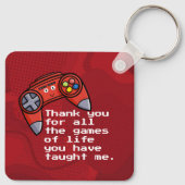 Porte-clés Drôle Rouge Joystick Fête des pères Salutation (Dos)
