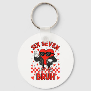 Porte-clés Drôle Six Sept Bruh 6 7 Mème Saint-Valentin Cœur G