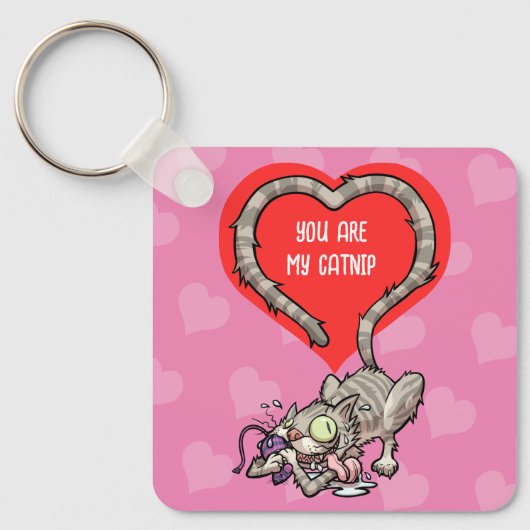 Porte-clés Drôle Tabby Chat You Are My Catnip Valentine's (Recto)