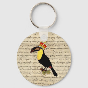 Porte-clés Drôle toucan vintage & couronne
