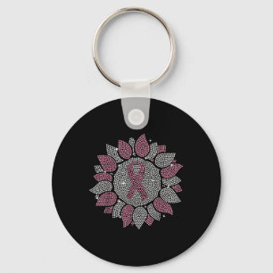 Porte-clés Drôle Tournesol rose Ruban Cancer du sein Aw