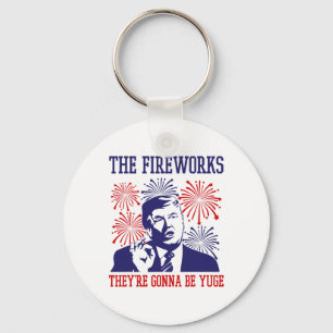 Porte-clés Drôle Trump Citation Fireworks 4 juillet