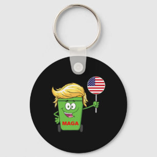 Porte-clés Drôle Trump Mega Cartoon Poubelle Drapeau Américai
