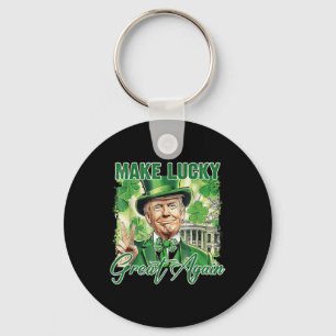 Porte-clés Drôle Trump Stpatrick Day Rendre sa chance à la gr