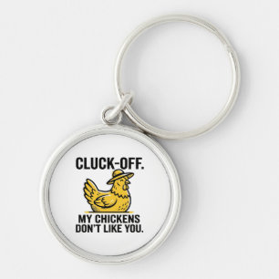 Porte-clés Drôle Vintage Cluk Off Amoureux de Poules Minimali