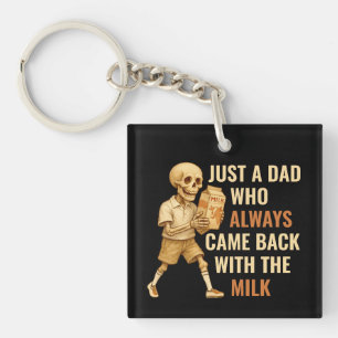 Porte-clés Drôle Vintage Squelette Papa Lait Blague