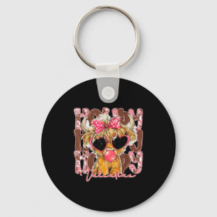 Porte-clés Drôle Western Howdy Saint-Valentin Highland Cow Bo