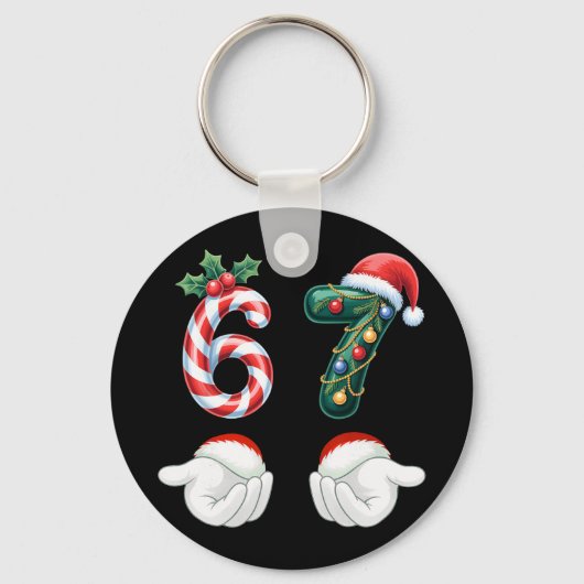 Porte-clés Drôles 67 Pyjamas de Noël Six Sept Meme 6 7 Elf (Recto)