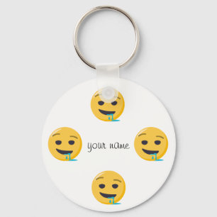 Porte-clés Drool Emoji Face et '' Votre nom ici "