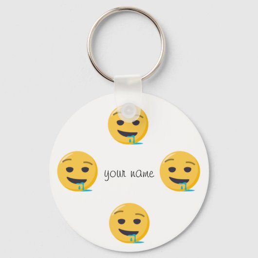 Porte-clés Drool Emoji Face et '' Votre nom ici " (Recto)
