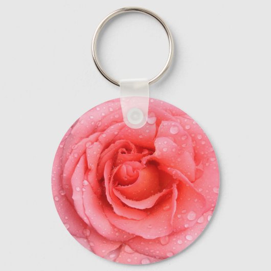 Porte-clés Drops d'eau rose romantique (Recto)