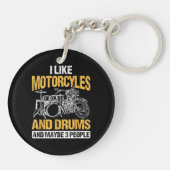 Porte-clés Drummer Drumming J'Aime Les Motos Et Les Drums (Dos)