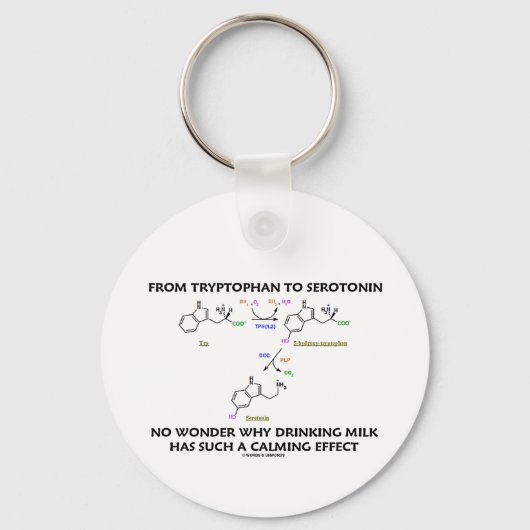 Porte-clés Du Tryptophane À La Serotonine (Humour De Chimie) (Recto)