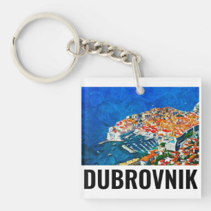 Porte-clés Dubrovnik Croatie Paint à l'huile d'aquarelle