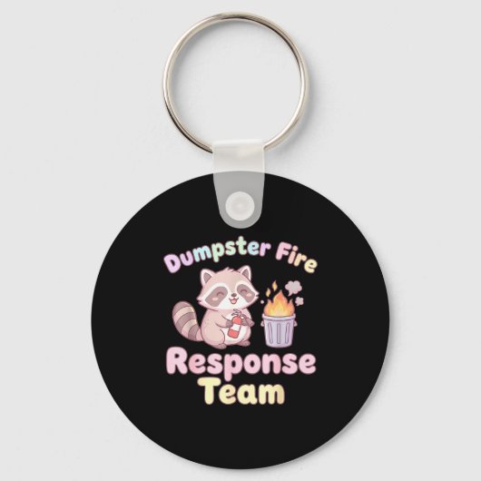 Porte-clés Dumpster Fire Resnse Team Raccoon Kawaii  (Recto)