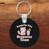 Porte-clés Dumpster Fire Resnse Team Raccoon Kawaii  (Recto)