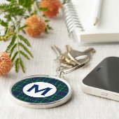 Porte-clés Duncan Family Tartan Monogramme vert et bleu Plaid (Côté)