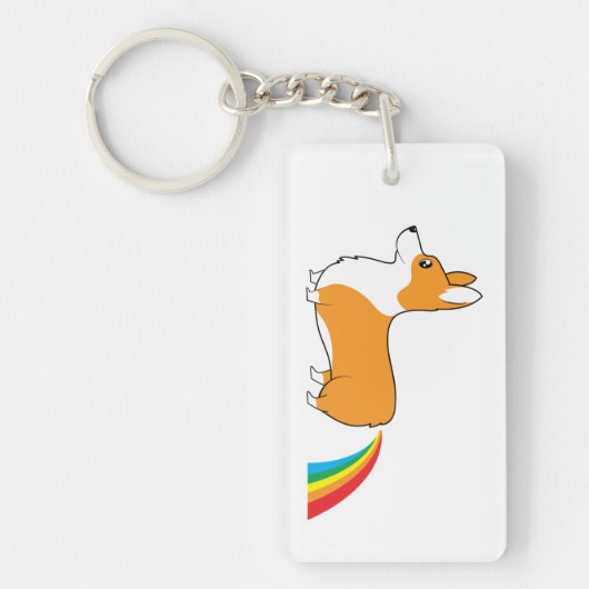 Porte-clés Dunette d'arc-en-ciel d'illustration de corgi (Devant)
