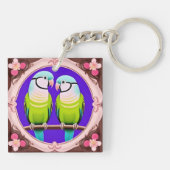 Porte-clés 🦜 Duo de perroquets tropicaux Art Charme Cadeau � (Dos)