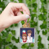 Porte-clés Duo d'illustration d'anime au clair de lune (main)
