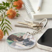 Porte-clés Durable Acrylic Key Chain - Two Rabbits (Devant Droit)