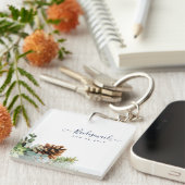 Porte-clés Dusty Blue Mariage Eucalyptus Budget vert (Devant Droit)