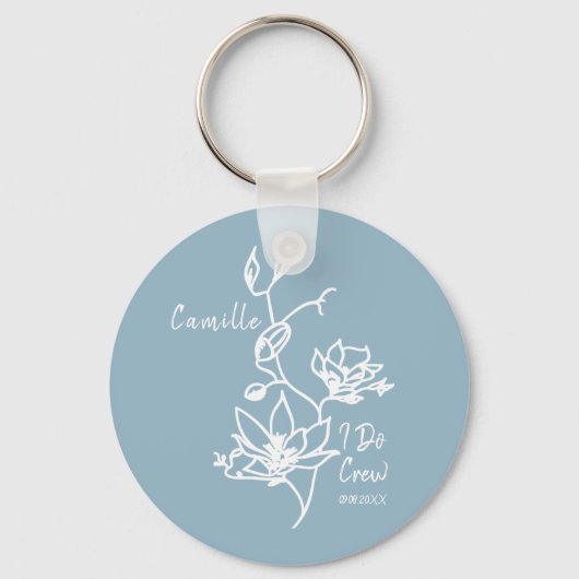Porte-clés Dusty Blue Rustic I Do Crew Bridesmaid (Recto)