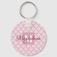 Dusty Rose Damask Lace Motif Monogramme & Nom