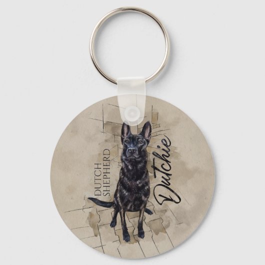 Porte-clés Dutch Shepherd - Illustration utchie (Recto)