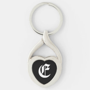 Porte-clés "E" Black Heart Keychain