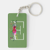 Porte-clés E Lettre Monogramme Initial Floral Couleur Personn (Dos)